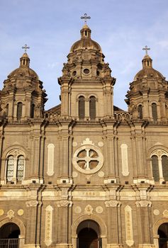 St. Joseph Wangfujing Cathedral, Basilica, Facader Church Beijing China.  Very famous Catholic Church built in 1655 and in Boxer Rebellion