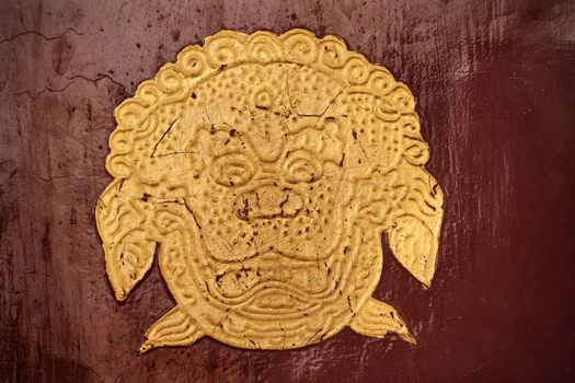 Gold Dragon Symbol Red Door Summer Palace Beijing China