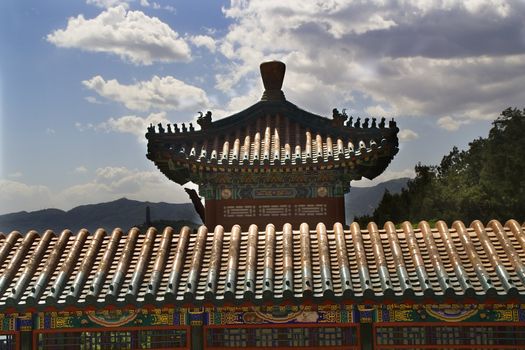 Ornate Gate Wall Longevity Hill Summer Palace Beijing China