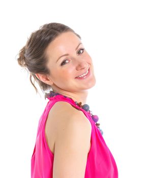 Portrait of a beautiful fashion and modern girl in the studio. Isolated white backround