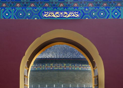 Gate Details Temple of Heaven Beijing China  Looking at the Imperial Vault of Heaven