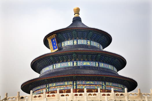 Ornate Temple of Heaven Beijing, China Wide Shot The sign is not a trademark.  It says Pray Yearly Temple.