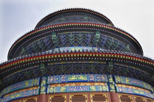 Ornate Colorful Temple of Heaven Looking Up Beijing, China