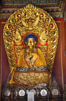 Blue Buddha Hands of Peace Altar Offerings Yonghe Gong Buddhist Lama Temple Beijing China Built in 1694, Yonghe Gong is the largest Buddhist Temple in Beijing.