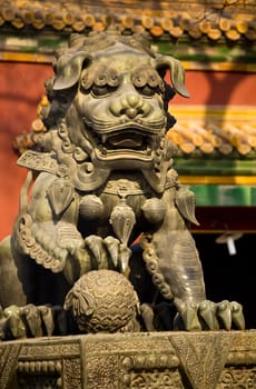 Dragon Bronze Statue Yonghe Gong Buddhist Lama Temple Beijing China Built in 1694, Yonghe Gong is the largest Buddhist Temple in Beijing