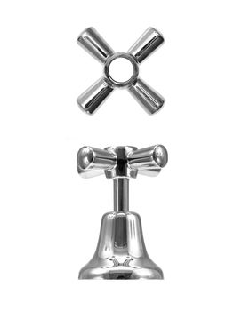 Water faucets isolated against a white background