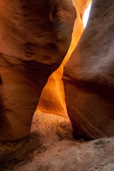 Photograph of the entrance to a little visited slot canyon located in the arid southwest.