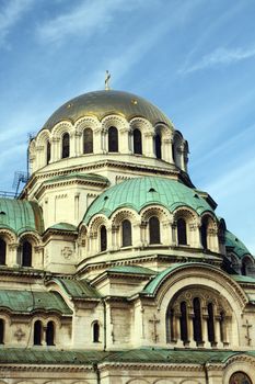 detail of the facade of St. Alexander Nevsky Cathedral in Sofia, Bulgaria