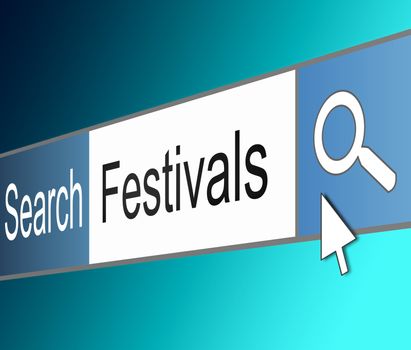 Illustration depicting a screen shot of an internet search bar containing a festival concept.