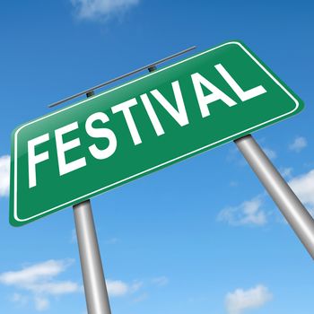 Illustration depicting a sign with a festival concept.