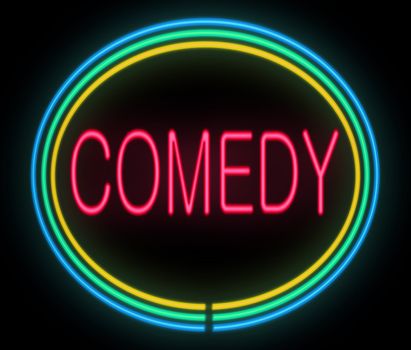 Illustration depicting a neon signage with a comedy concept.