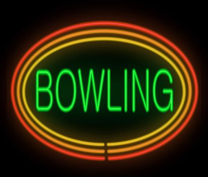 Illustration depicting a neon signage with a bowling concept.