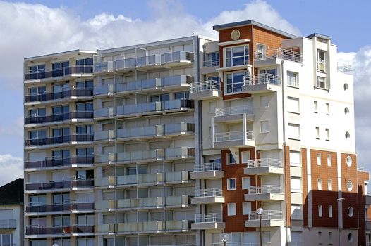 building of the seaside in Touquet city of the north of France                                