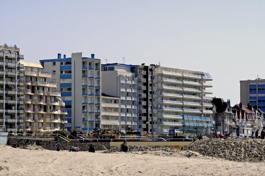 building of the seaside in Touquet city of the north of France                                