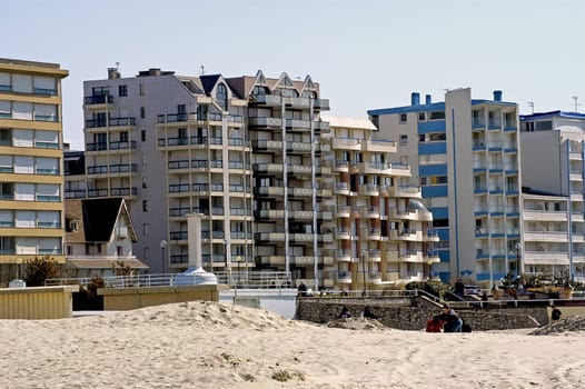 building of the seaside in Touquet city of the north of France                                