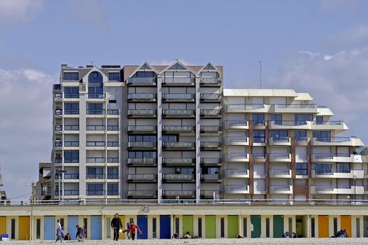 building of the seaside in Touquet city of the north of France                                