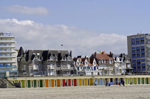 building of the seaside in Touquet city of the north of France                                
