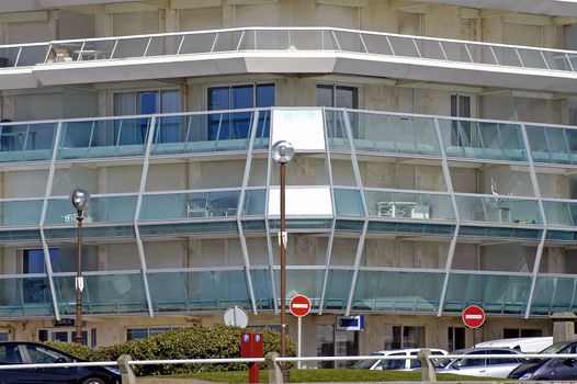 building of the seaside in Touquet city of the north of France                                