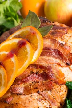 baked turkey with chestnut filling and orange