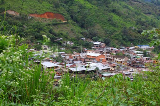 Small mountain village in the cloud forest in Ecuador
