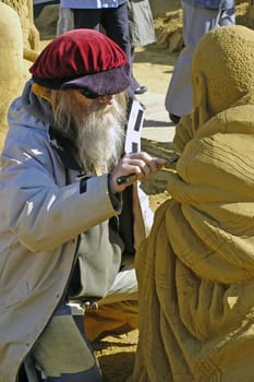 exposure of sand sculptures in France to Touquet on the topic of Africa