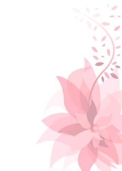 A beautiful pink flower background with abstract petals and leaves