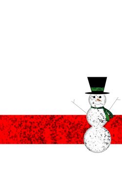 A winter holiday background with a happy snowman wearing a top hat