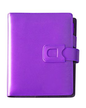 Leather purple cover notebook isolated on white background