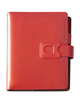 Leather red cover notebook isolated on white background