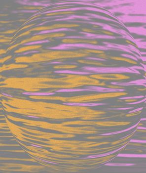 Pink and orange abstract background with sphere illustration
