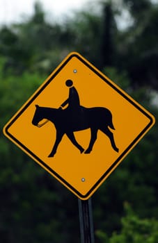 Horse rider warning traffic sign
