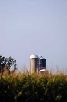 farm silos on a rura landscape