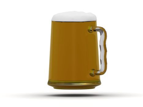 Beer mug with beer poured to the brim with foam on the surface