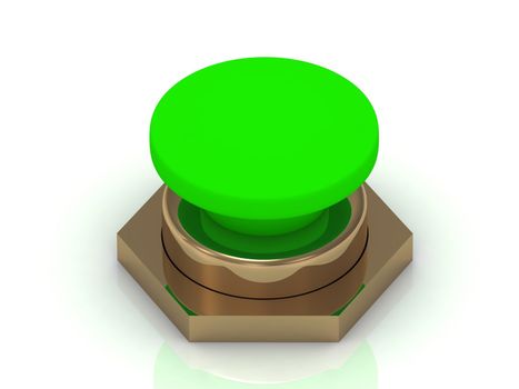 Green button Isolated on a white background, 3D image