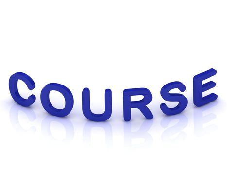 COURSE sign with bent letters on isolated white background
