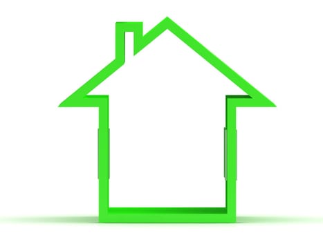 3d render of green house icon with window Isolated on white background