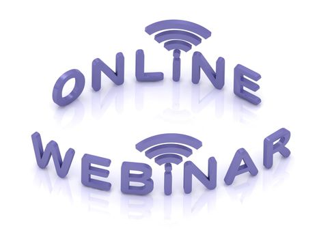 Online Webinar sign with lilac letters on white background