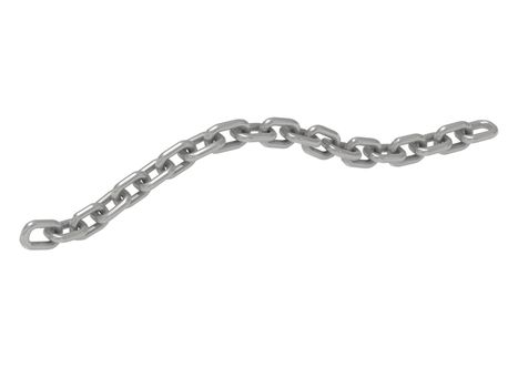 Curved steel chain on isolated white background