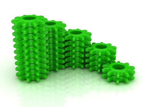 Diagram of the green gear on a white background