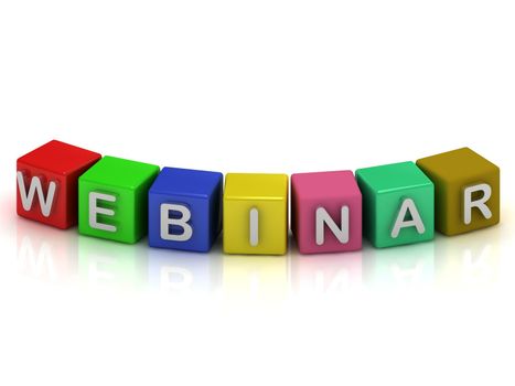 webinar color cubes 3d render illustration on a white background