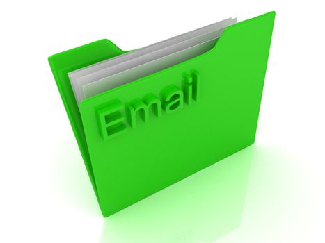 Email green computer folder labeled on a white background