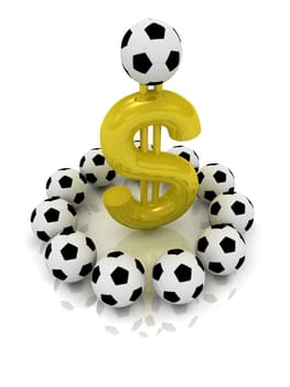 Money in football on a white background