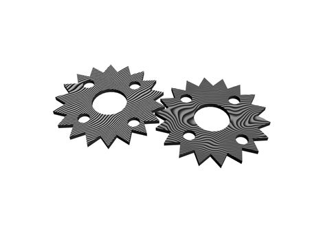 Two original gears made of wood. Work concept