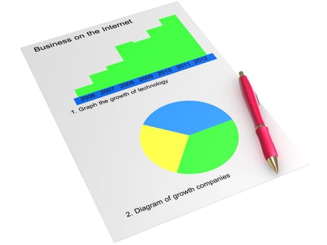 Sheet of paper with two charts and a red pen on a white background