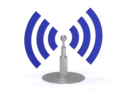 Wifi antenna icon on white background, 3D render image