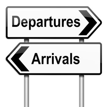 Illustration depicting a roadsign with a travel concept. White background.