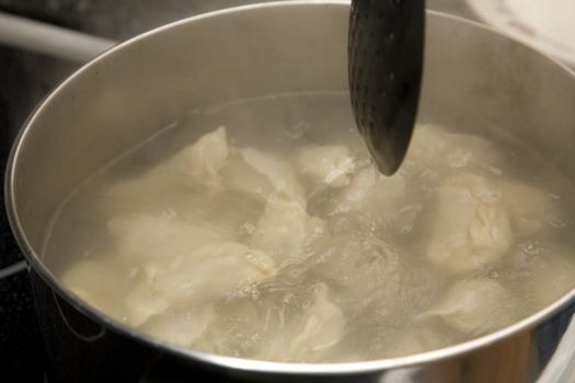 Boiling Pork Dumplings Spring Festival China Chnese New Year