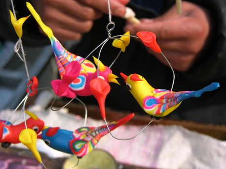 Carving Toy Birds from Wheat Flour, Temple Fair, Chinese Lunar New Year, Beijing, China