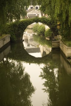 Moon Bridge, Shaoxing, Zhejiang Province, China  Water Reflections, Rural China