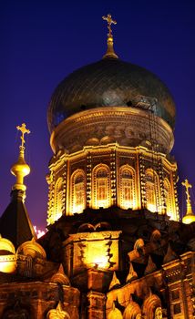 Saint Sofia Russian Orthodox Church Dome Harbin China  Largest Russian Orthodox Church in China.  Built in the early 1900s, now a museum in Harbin.